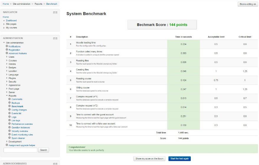 Moodle benchmark